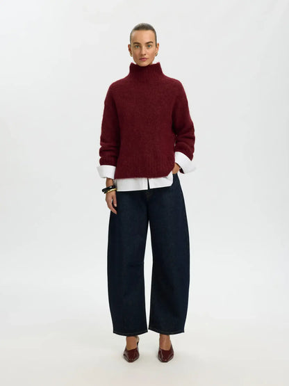SLFGabriella LS Knit High Neck - Tawny Port