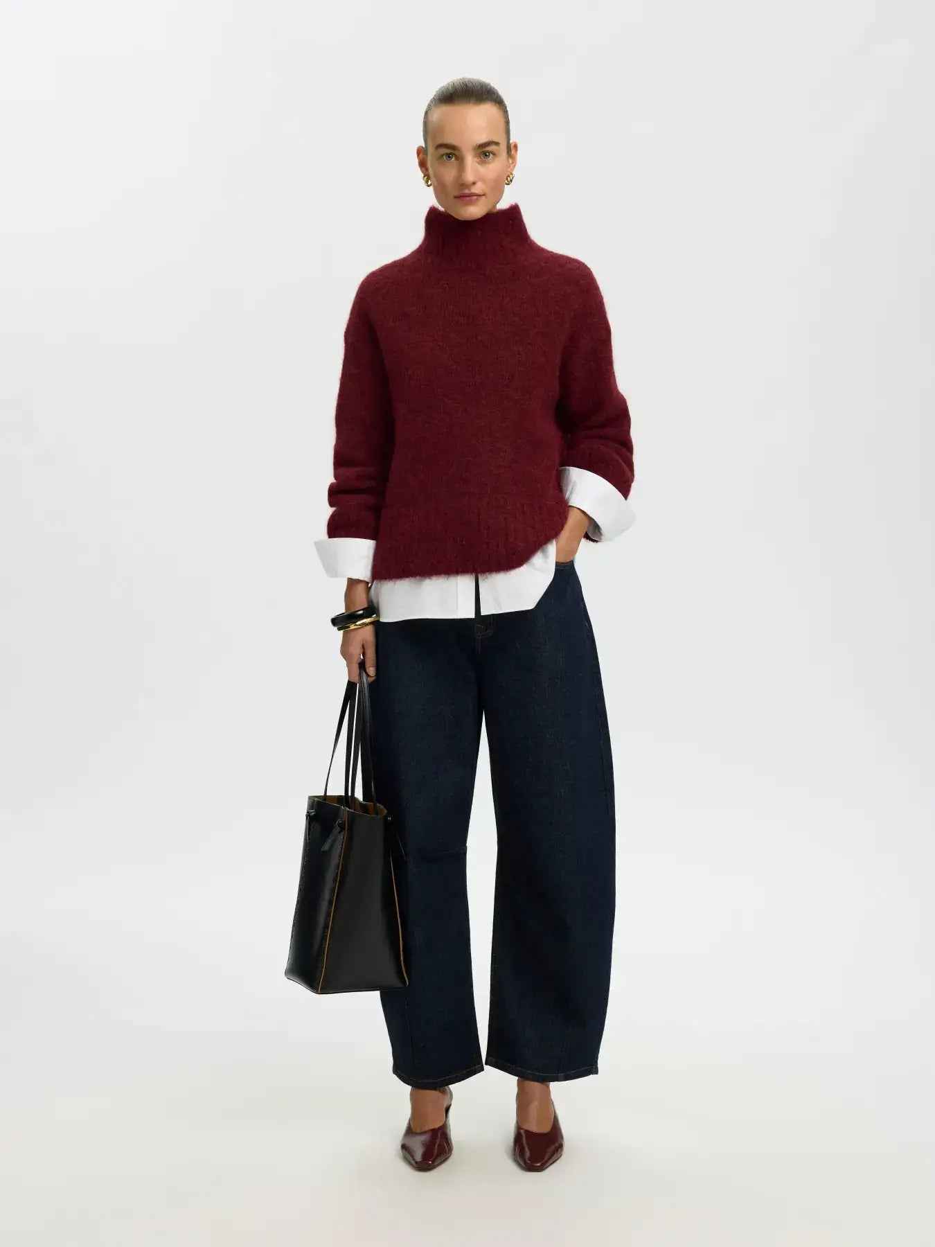 SLFGabriella LS Knit High Neck - Tawny Port
