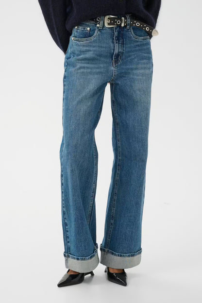 GZsara HW Wide Jeans - Washed Mid Blue