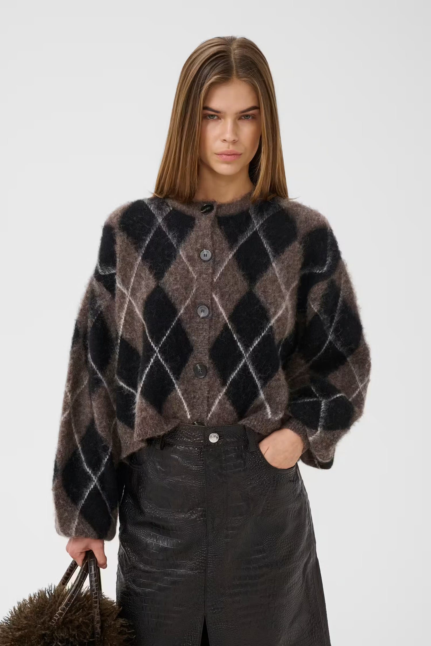 GZsida Multi Cardigan -  Black/Chestnut