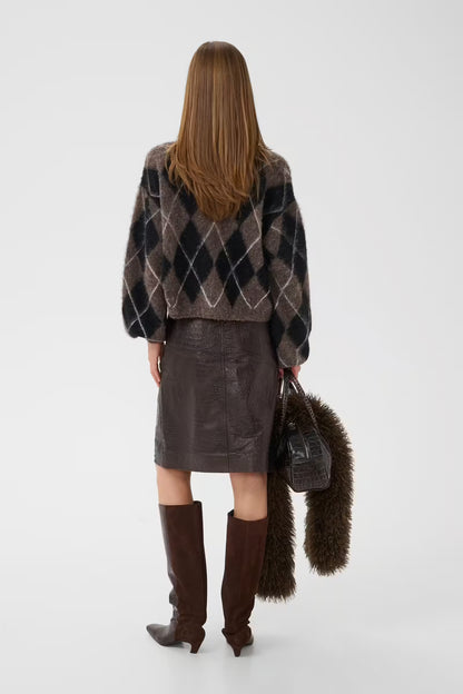 GZsida Multi Cardigan -  Black/Chestnut