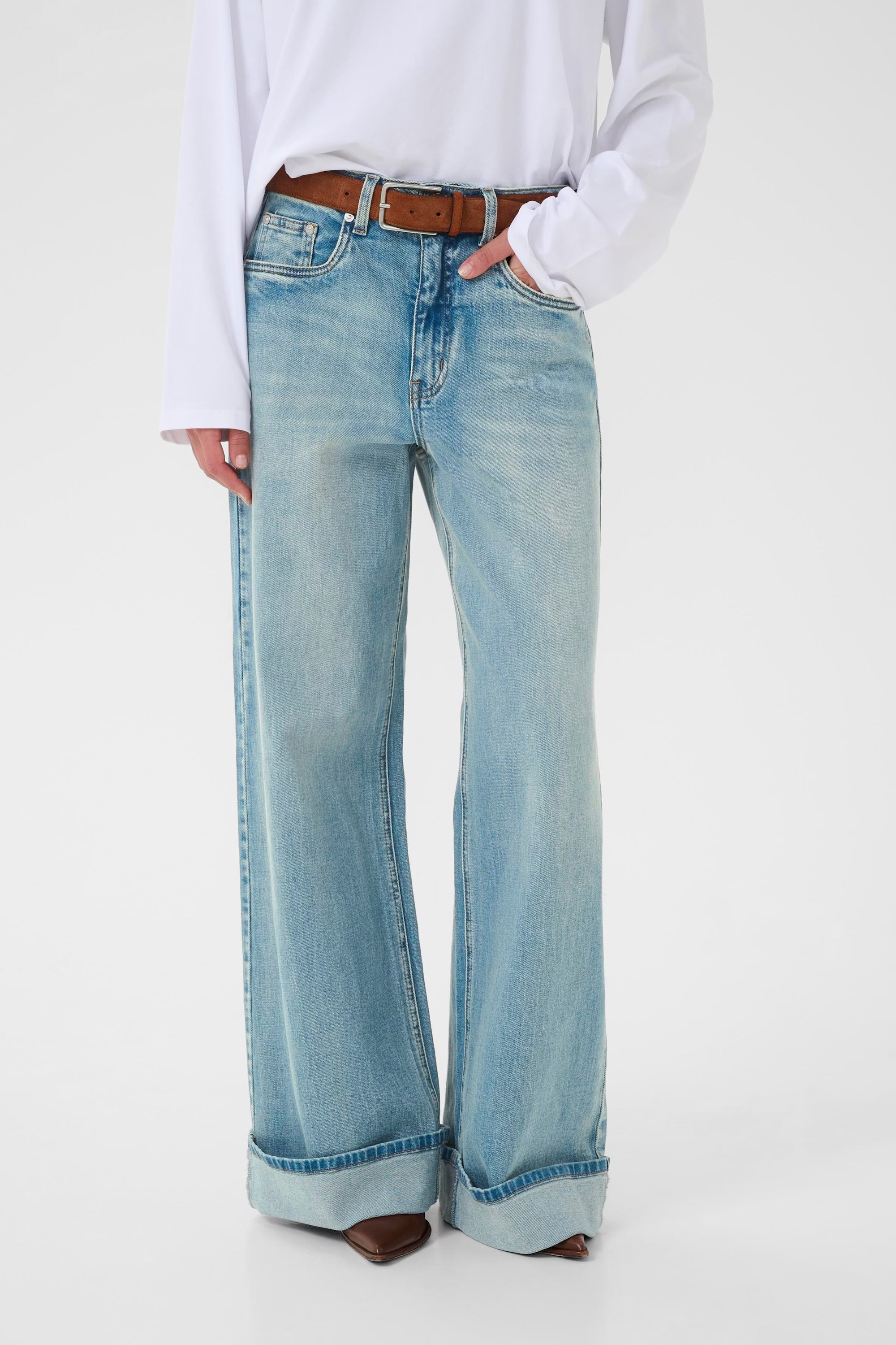 GZsara HW Wide Jeans - Washed Blue