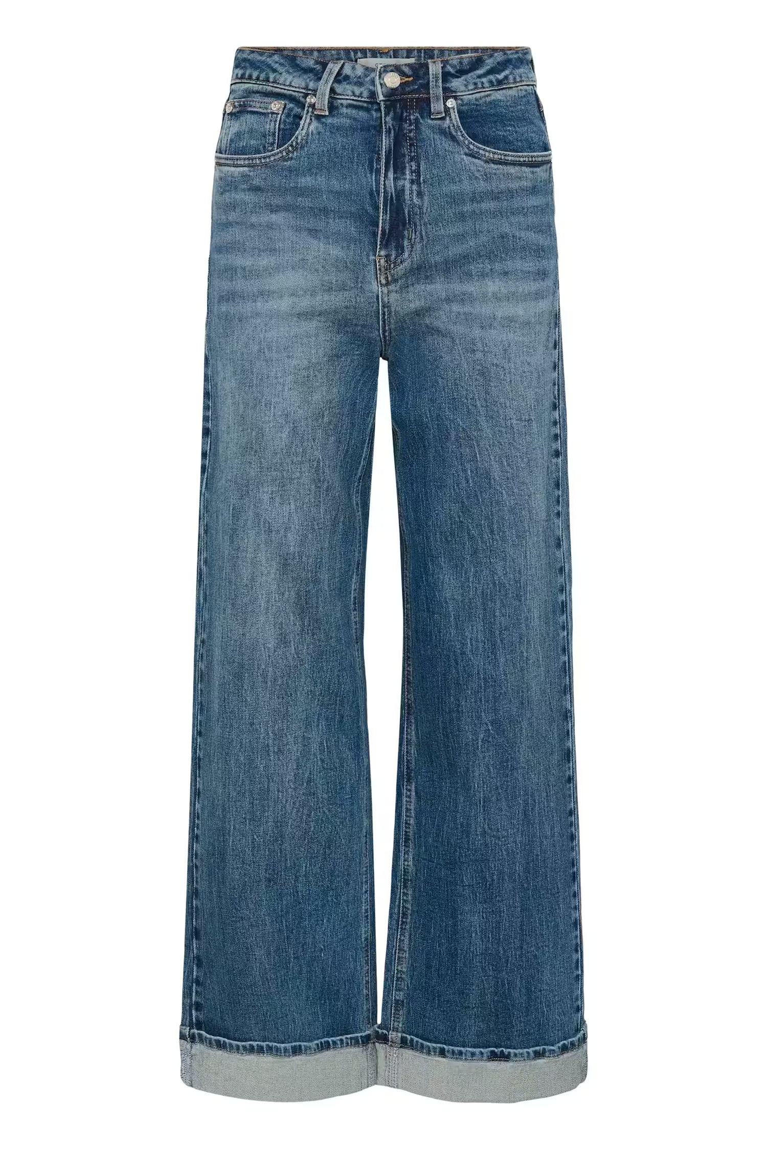 GZsara HW Wide Jeans - Washed Mid Blue