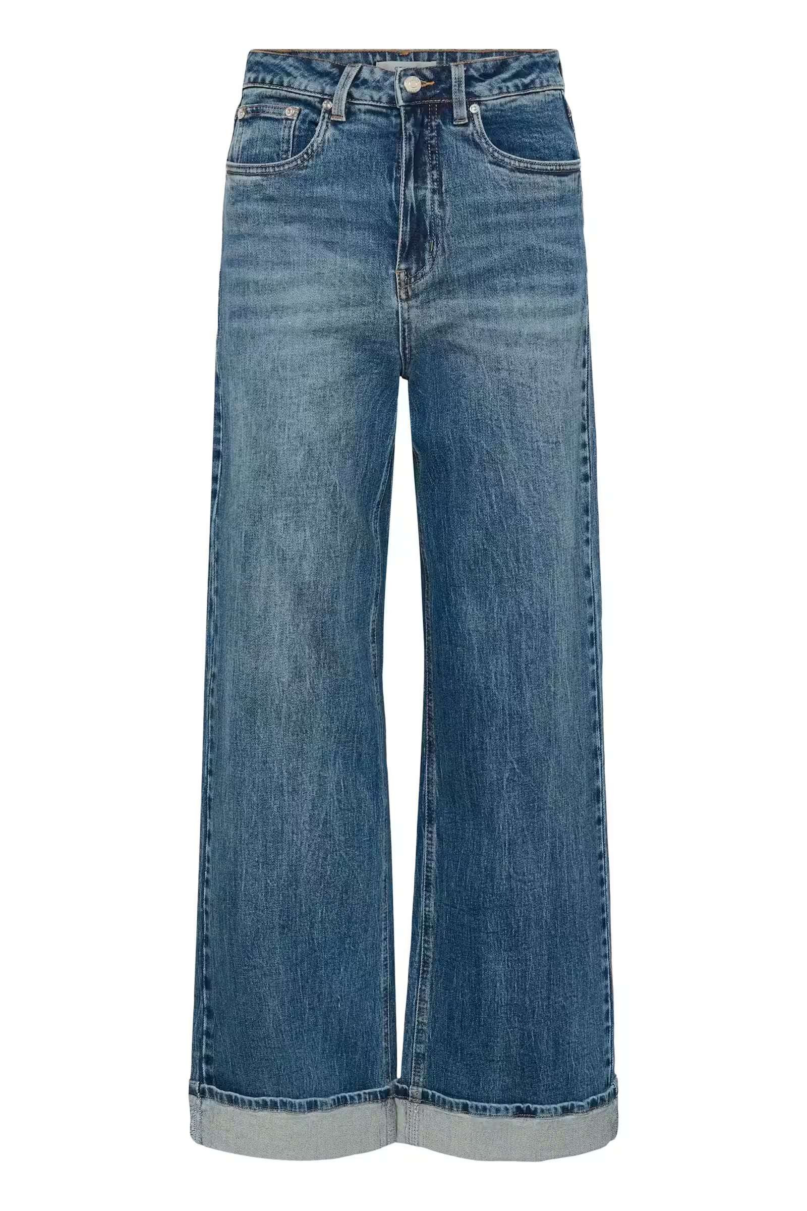 GZsara HW Wide Jeans - Washed Mid Blue