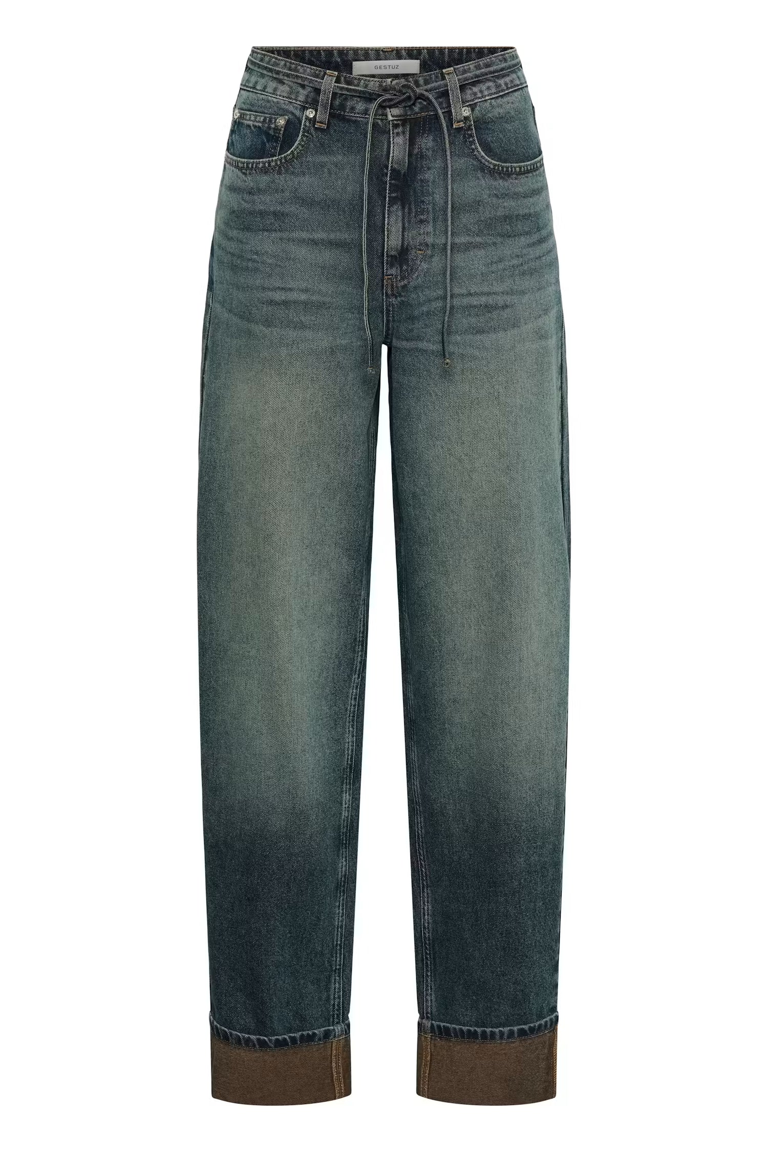 GZsusara HW Barrel Jeans - Blue/Green Wash