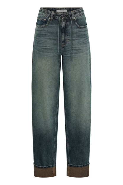 GZsusara HW Barrel Jeans - Blue/Green Wash