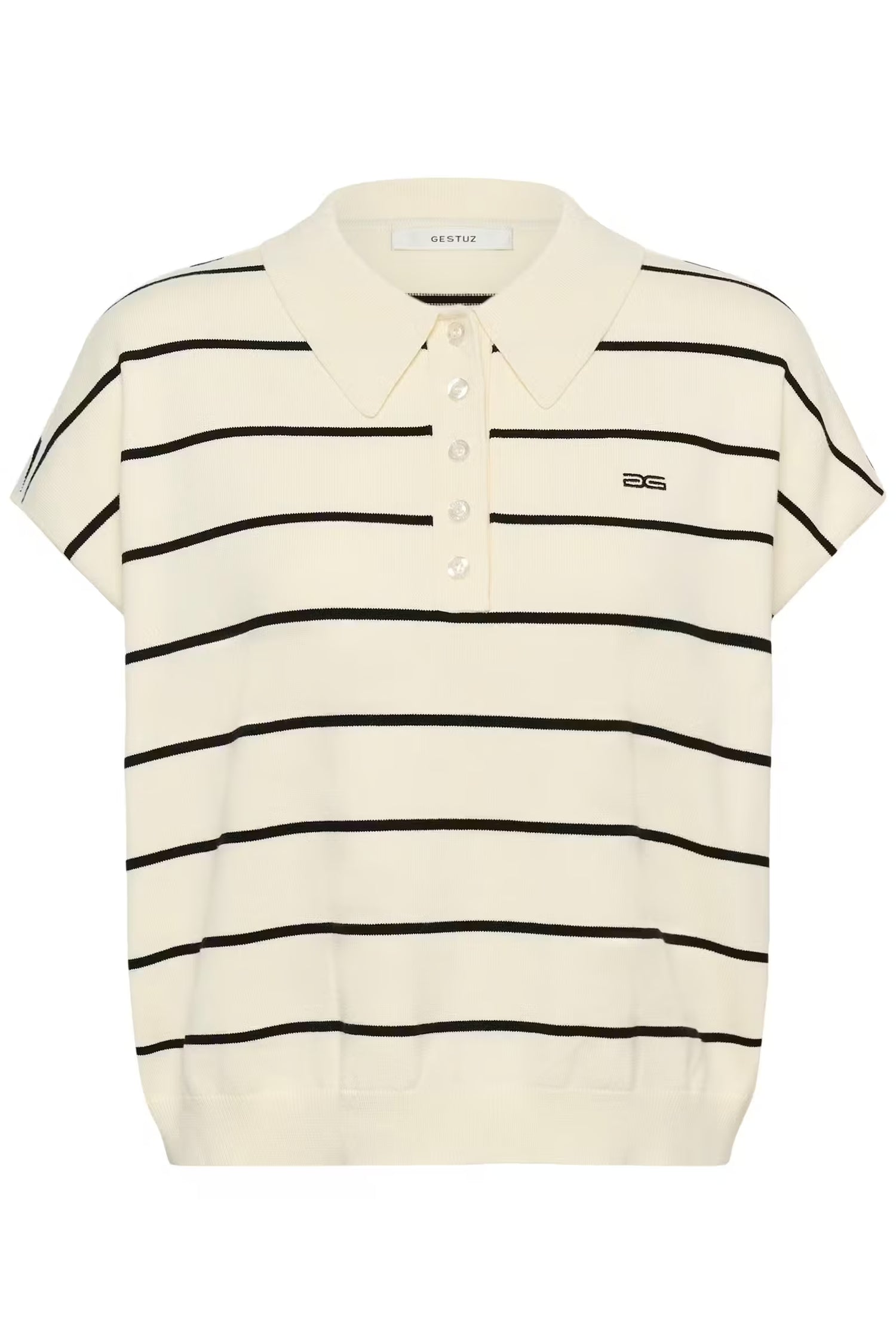 GZSaia SS Polo Pullover - Egret/Black Stripe