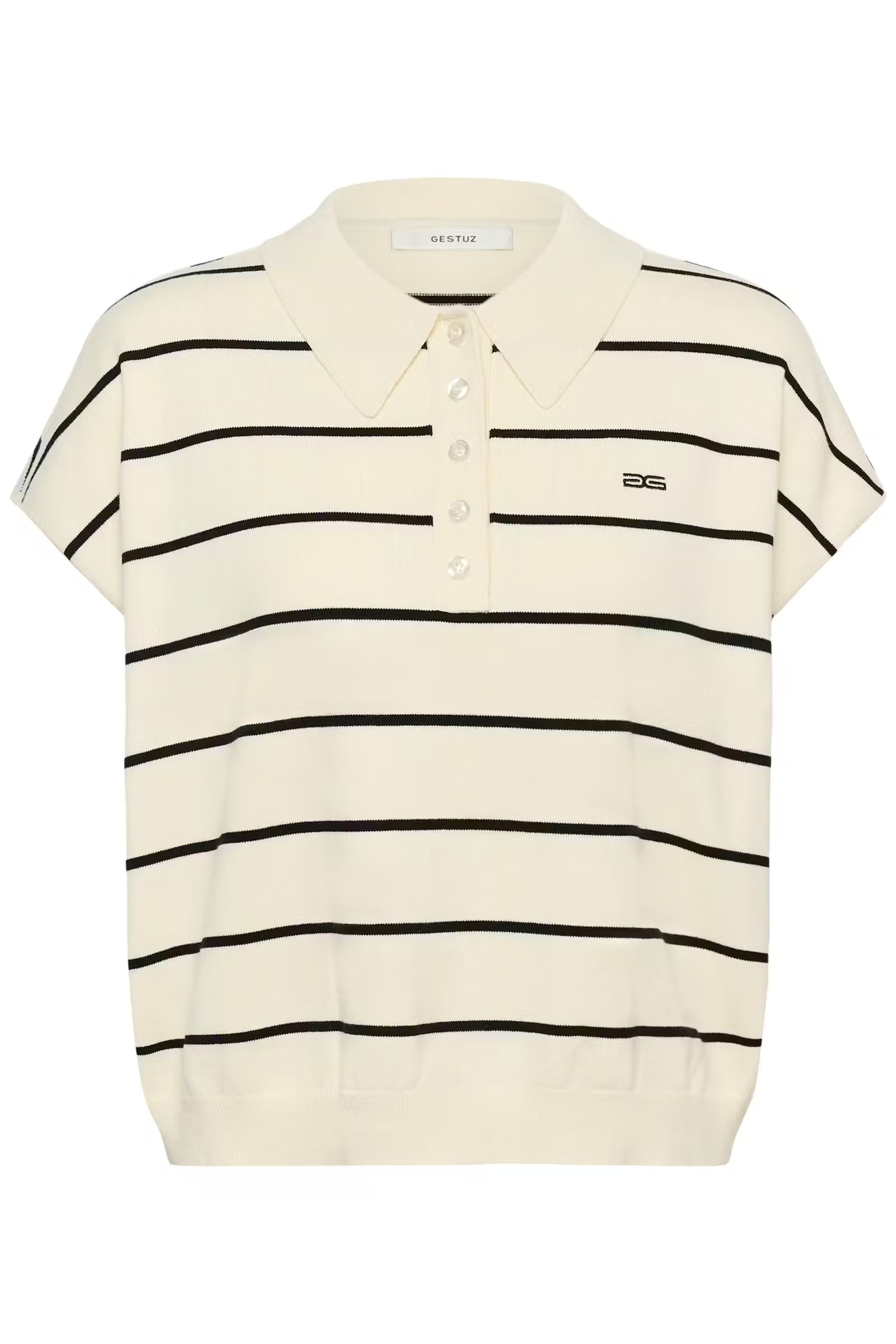 GZSaia SS Polo Pullover - Egret/Black Stripe