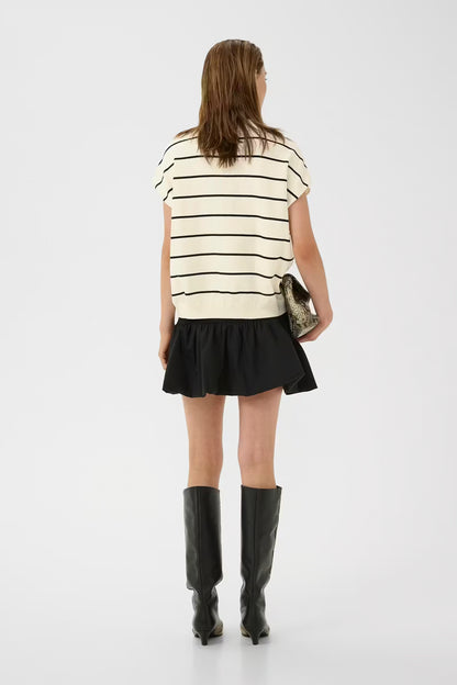 GZSaia SS Polo Pullover - Egret/Black Stripe