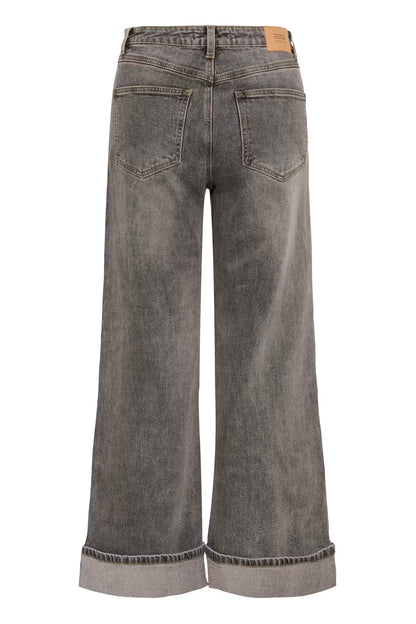 GZsara HW Wide Jeans - Washed Light Grey