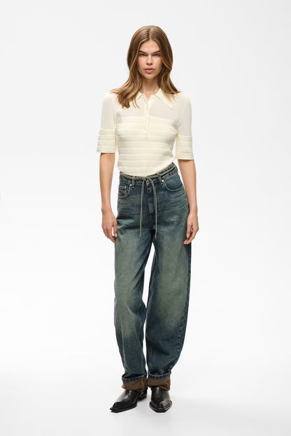 GZsusara HW Barrel Jeans - Blue/Green Wash