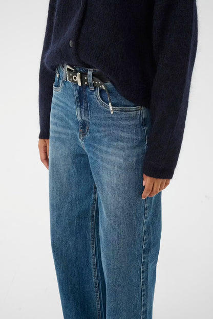 GZsara HW Wide Jeans - Washed Mid Blue