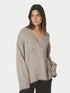 Melli Fluffy Knit Blouse - Beige Melange