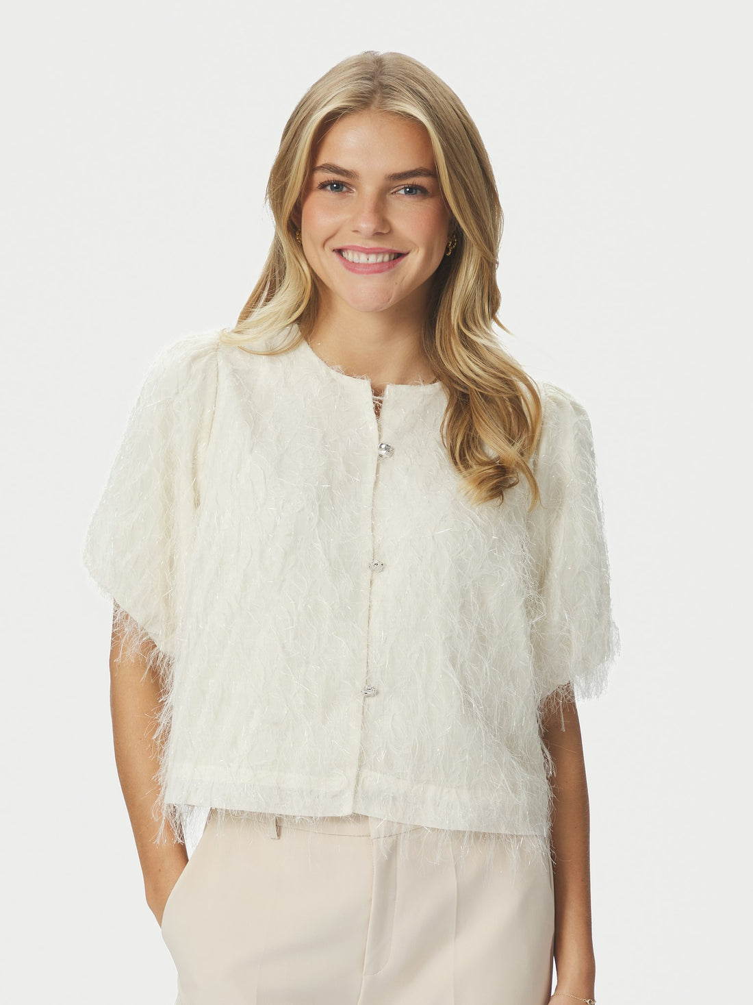 Aisa Frilly Blouse - Creme