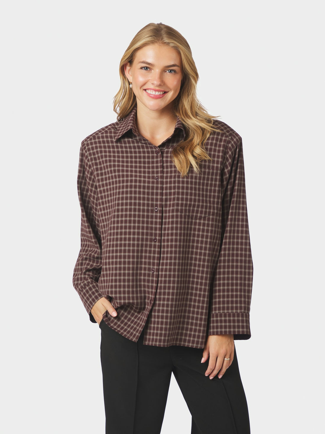 Anella Check Shirt - Chocolate Plum
