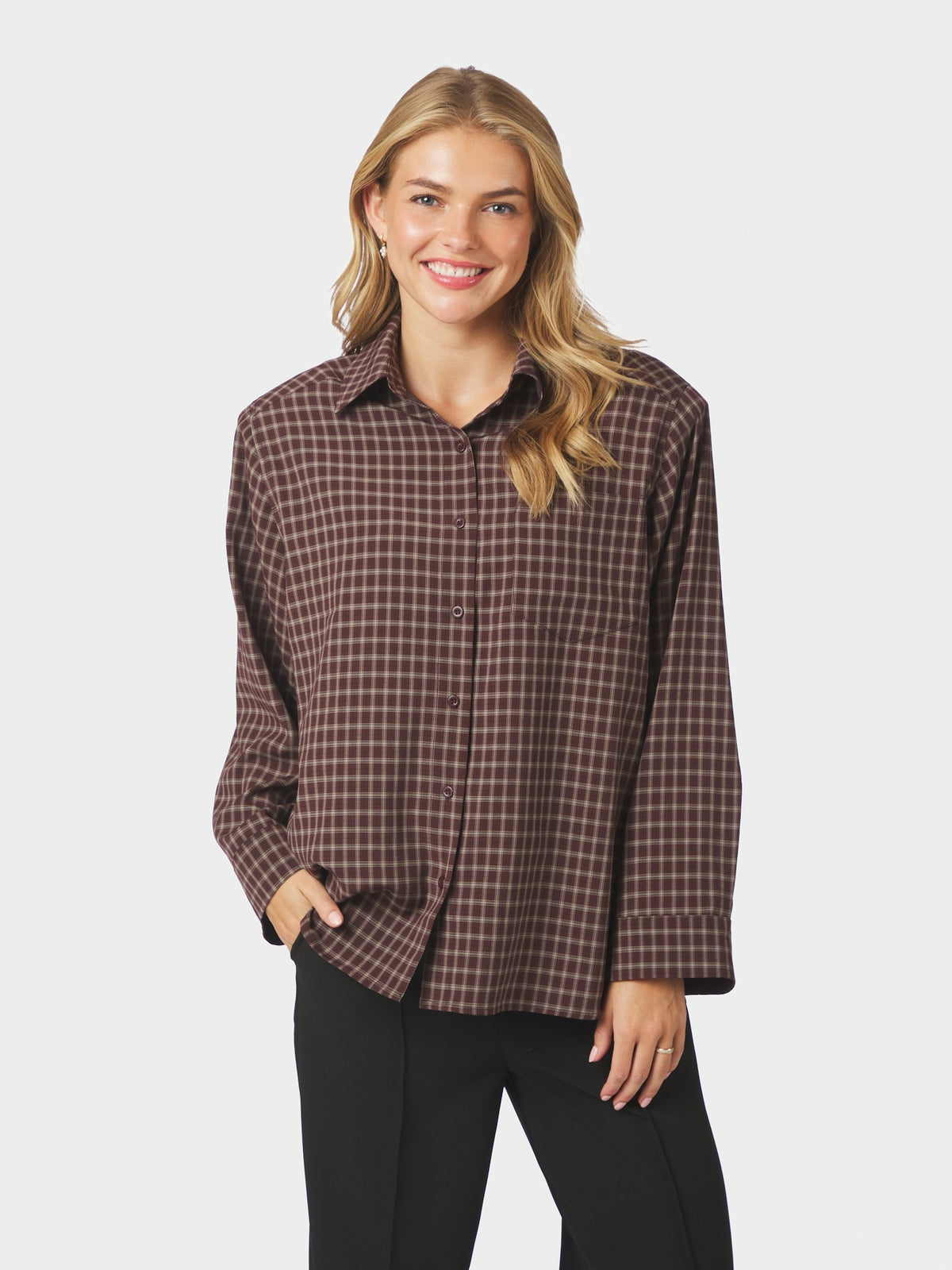 Anella Check Shirt - Chocolate Plum