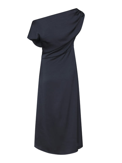 Lilith Heavy Sateen Dress - Midnight Blue