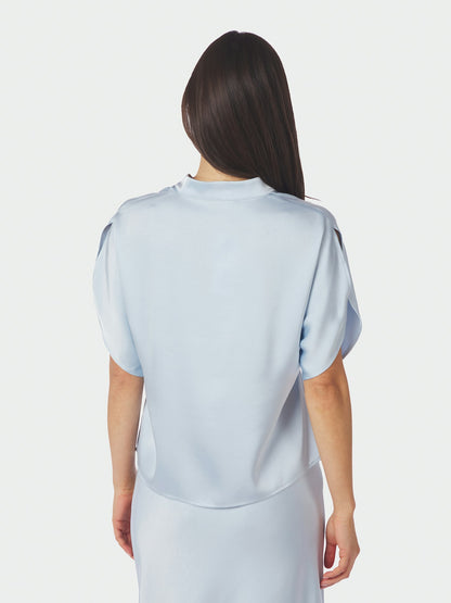 Anelle Heavy Sateen Blouse - Light Blue