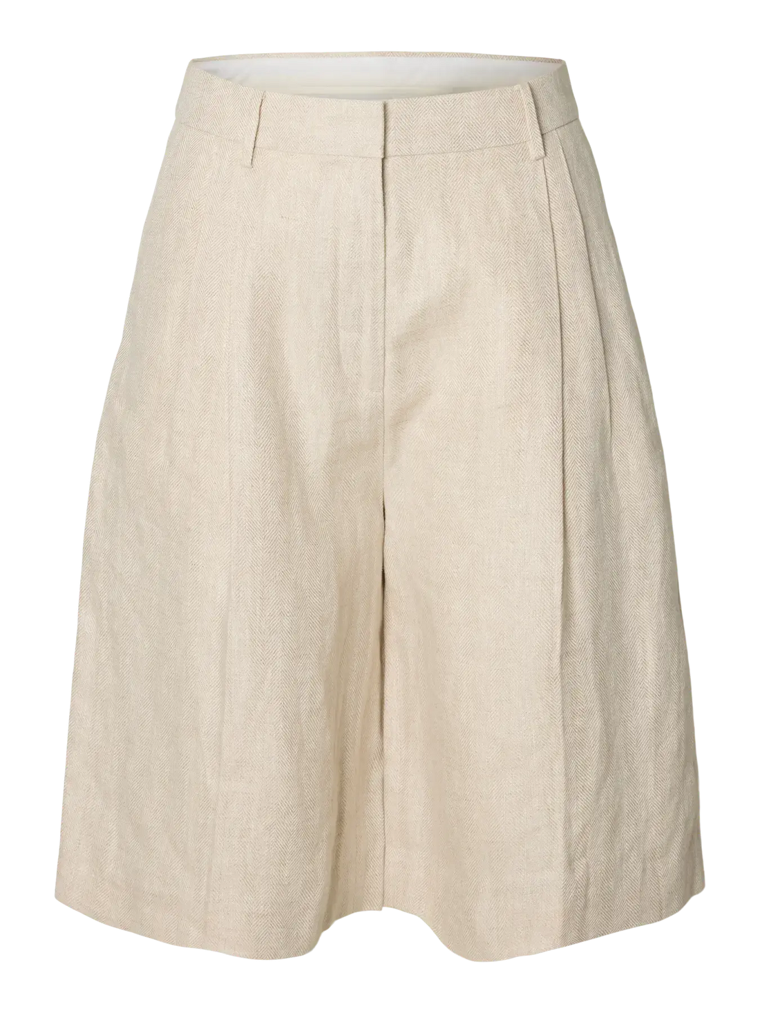 SLFida MW Linen Bermuda Shorts - Egret