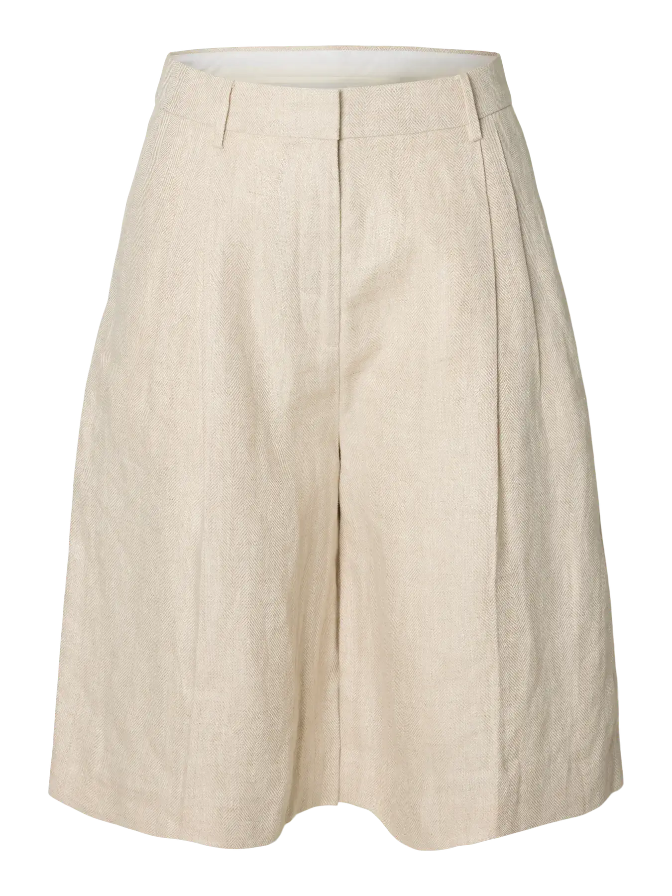 SLFida MW Linen Bermuda Shorts - Egret