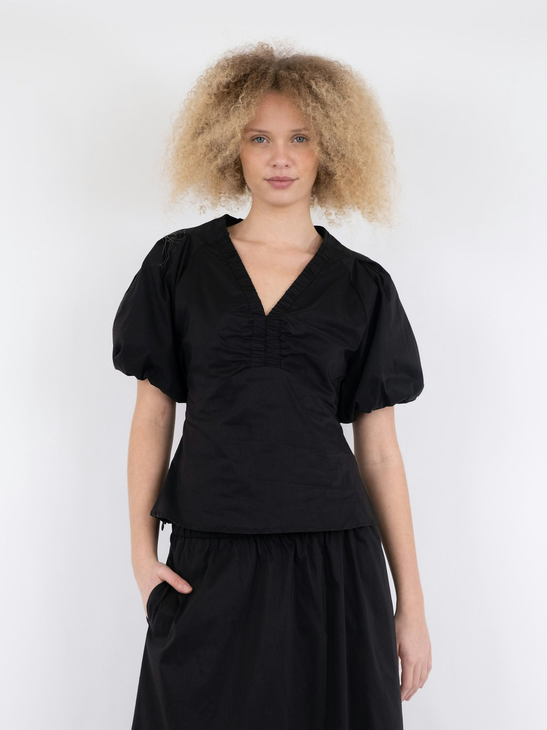 Irina Poplin Blouse - Black
