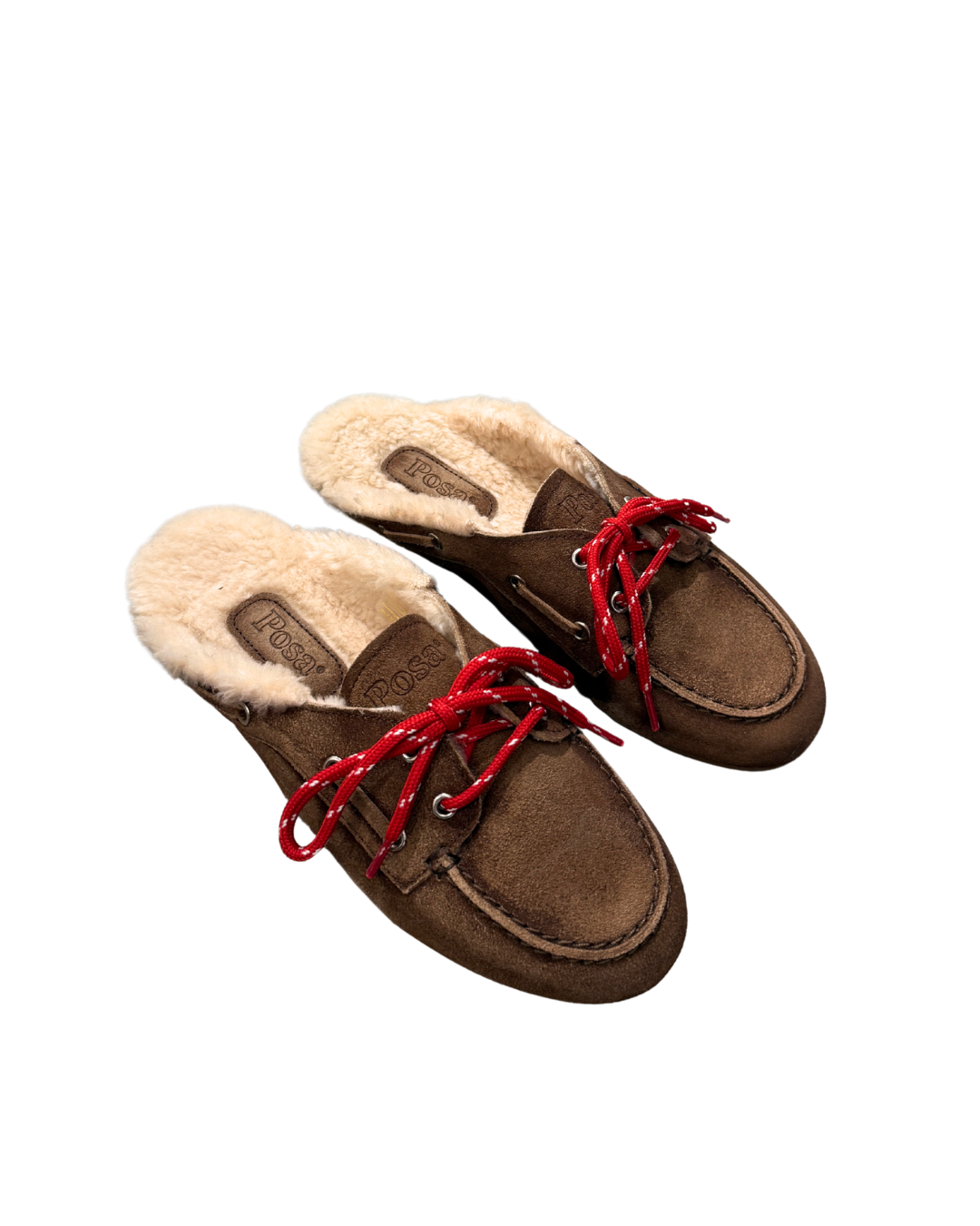 Boat Loafer Mule Fur Lining - Dark Brown