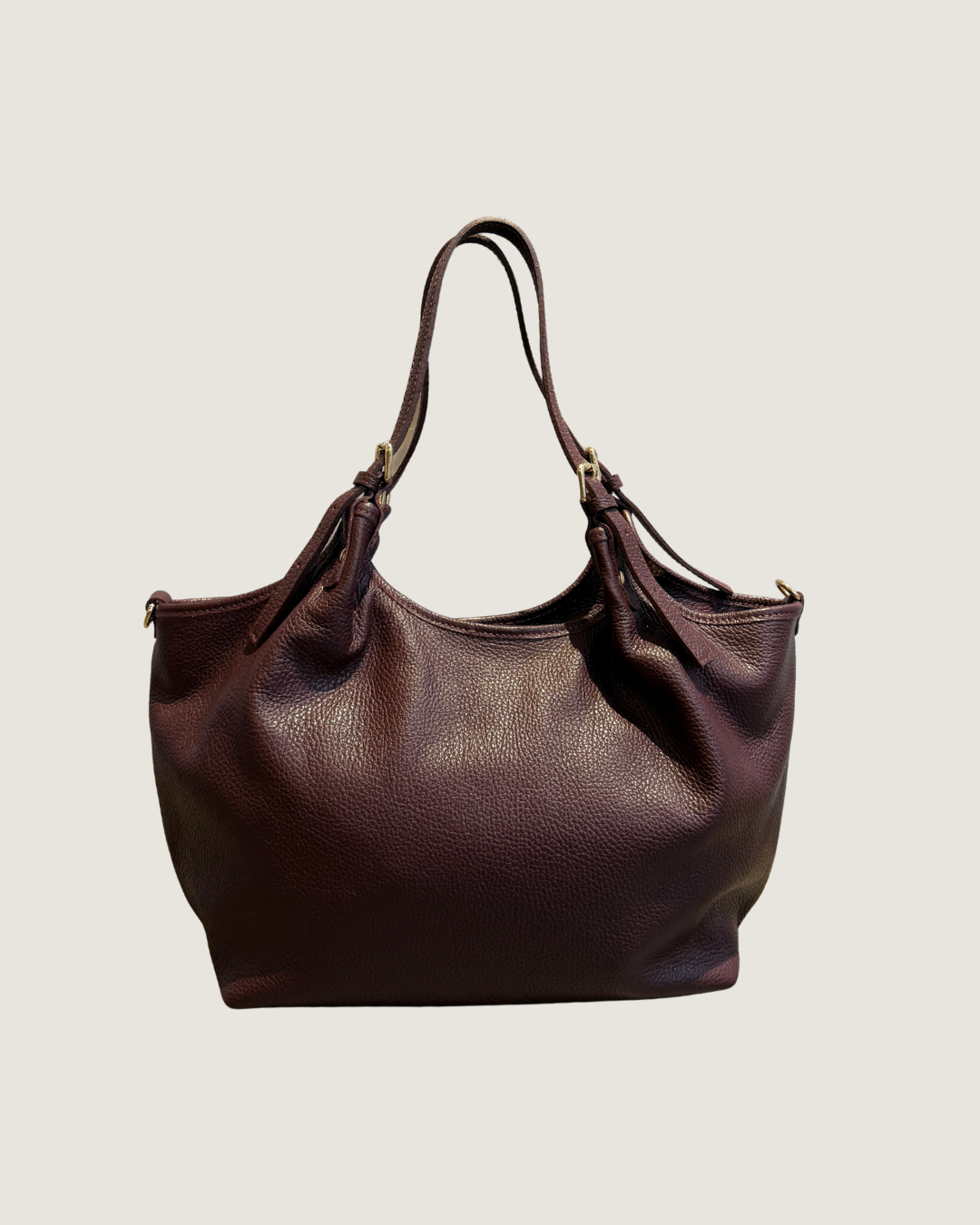 Leather Shopper - Burgundy