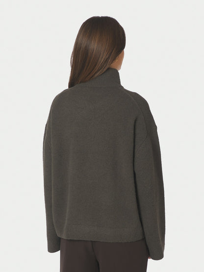 Asley Zip Knit Cardigan - Moss Green