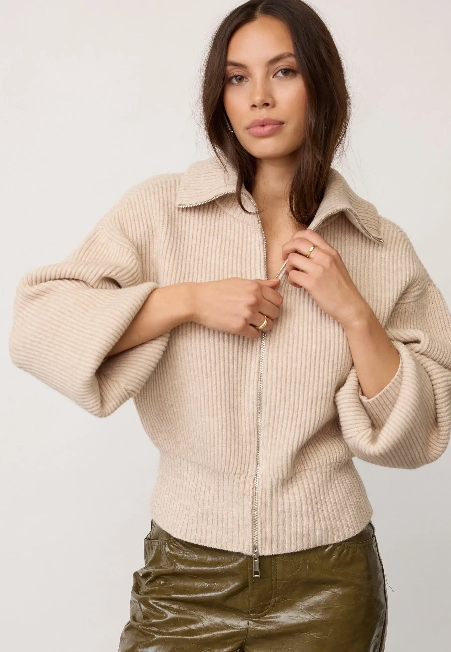 RowCC Zip Knit Weste – Creme