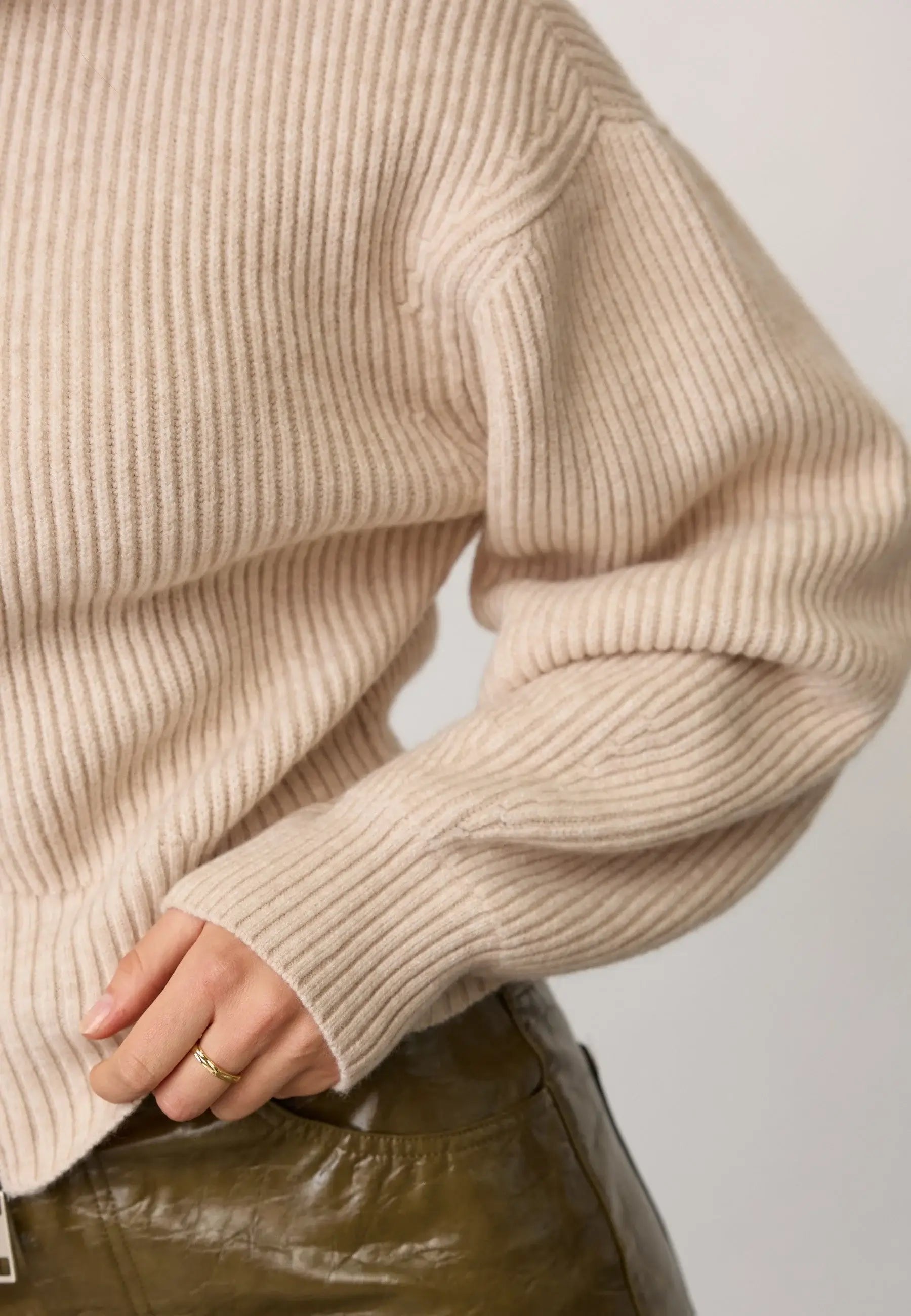 RowCC Zip Knit Weste – Creme