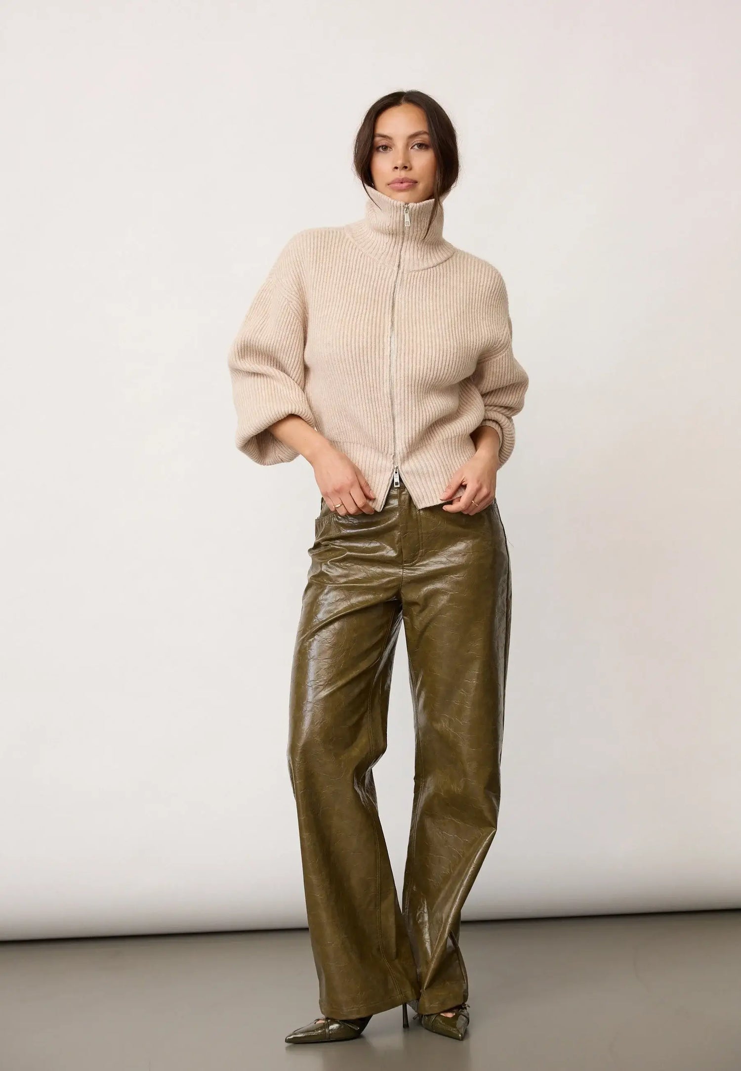 RowCC Zip Knit Weste – Creme