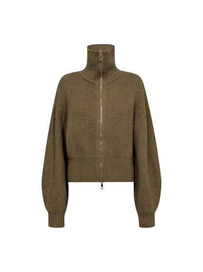 RowCC Zip-Strickweste – Army
