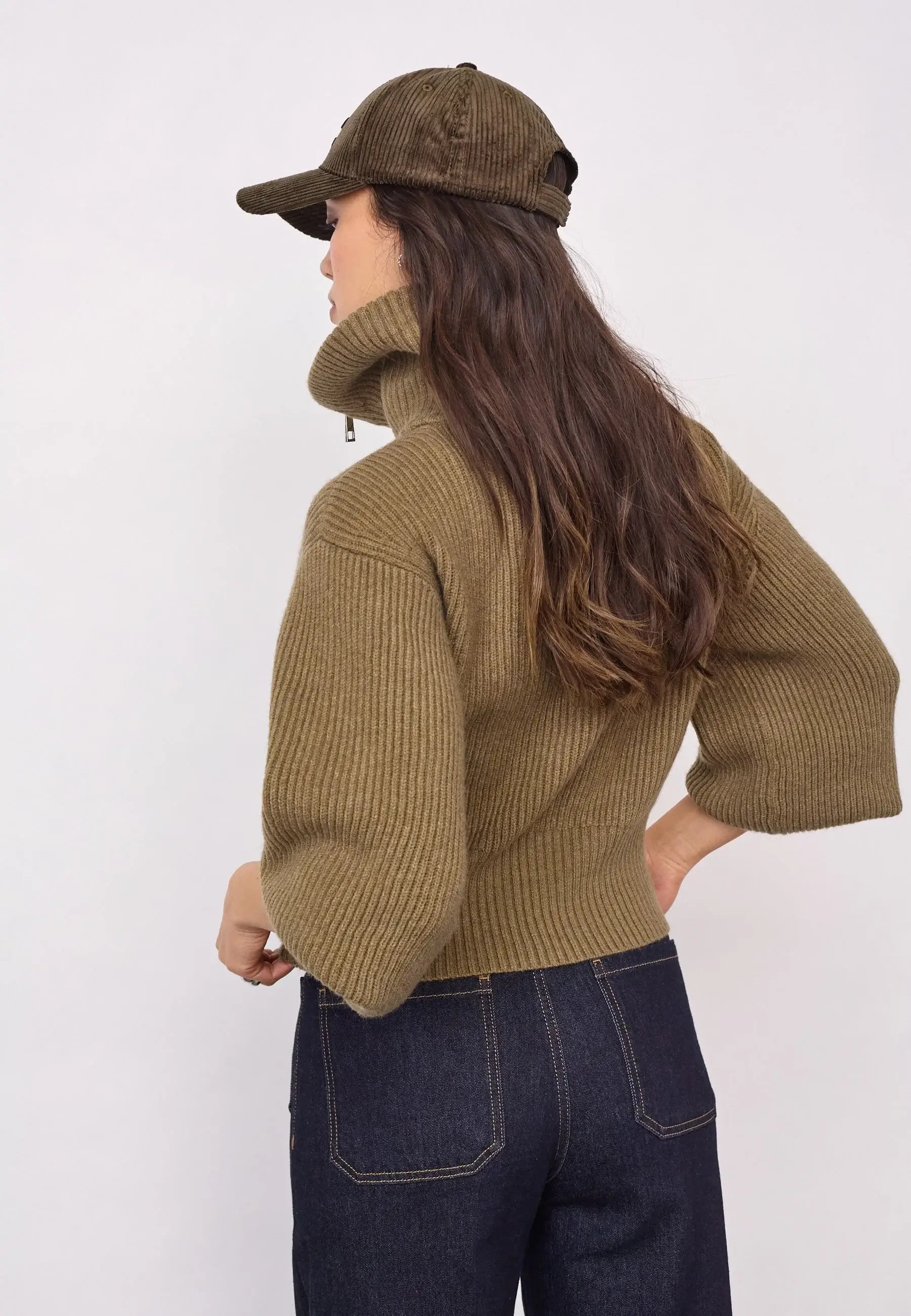 RowCC Zip-Strickweste – Army