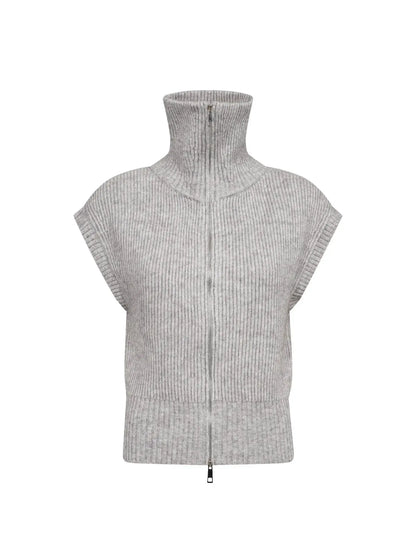 RowCC Zip Knit Vest - Grey Melange