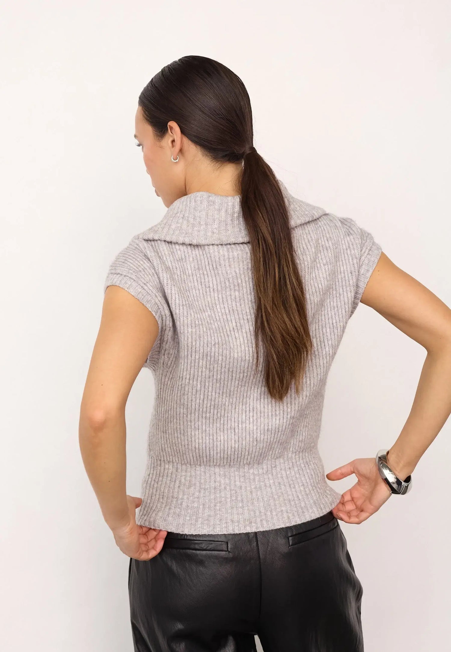 RowCC Zip Knit Vest - Grey Melange