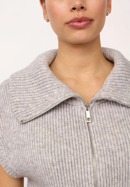 RowCC Zip Knit Vest - Grey Melange