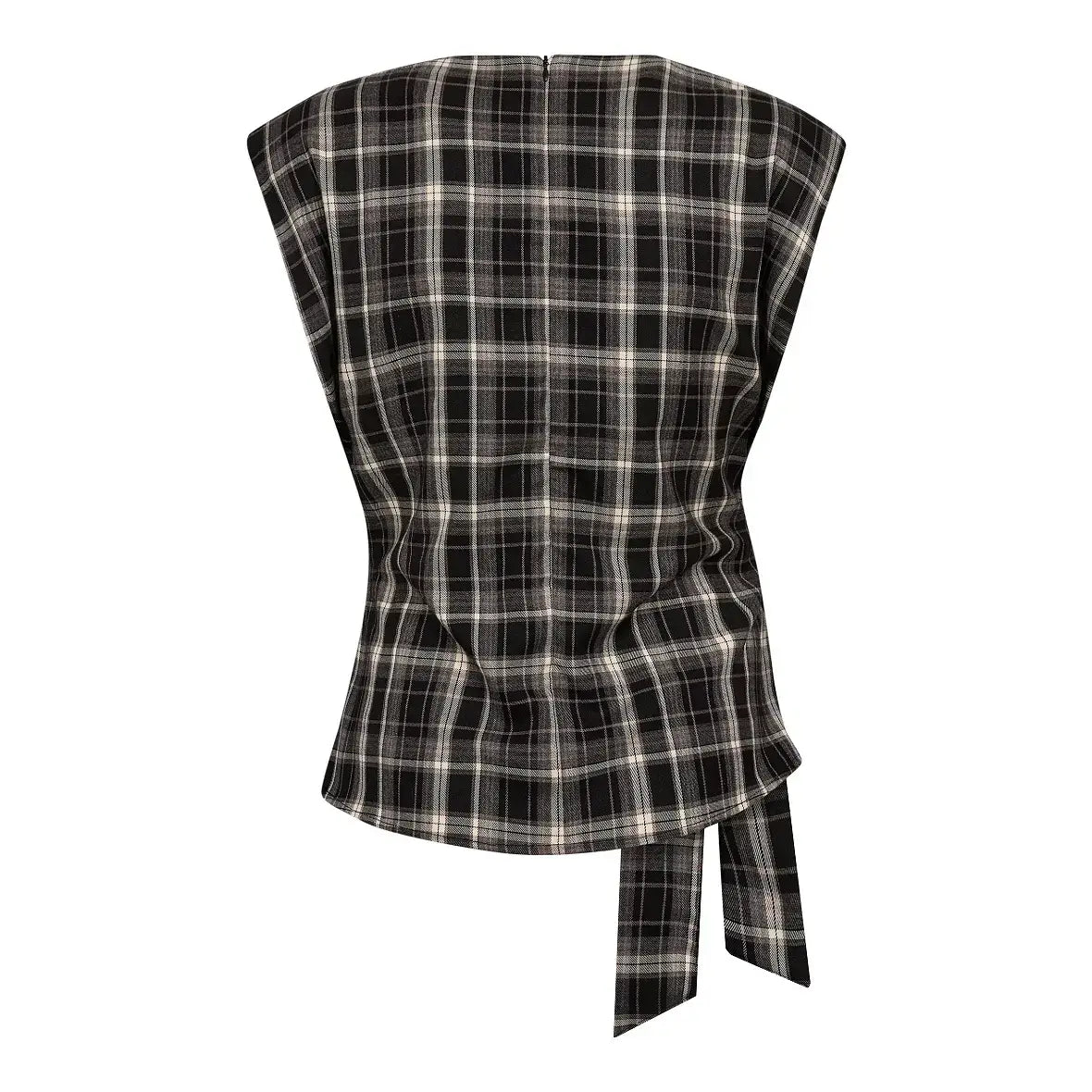 DagnyCC Check Pleat Top - Black