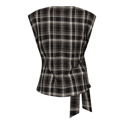 DagnyCC Check Pleat Top - Black