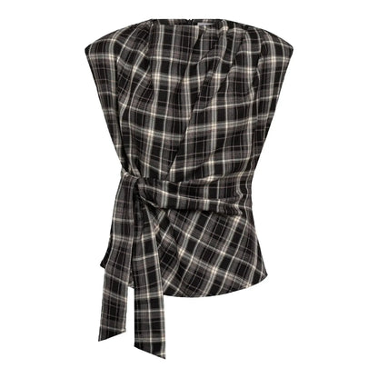 DagnyCC Check Pleat Top - Black