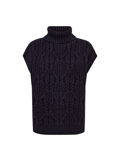 RowCC Oversize Cable Knit Vest - Navy