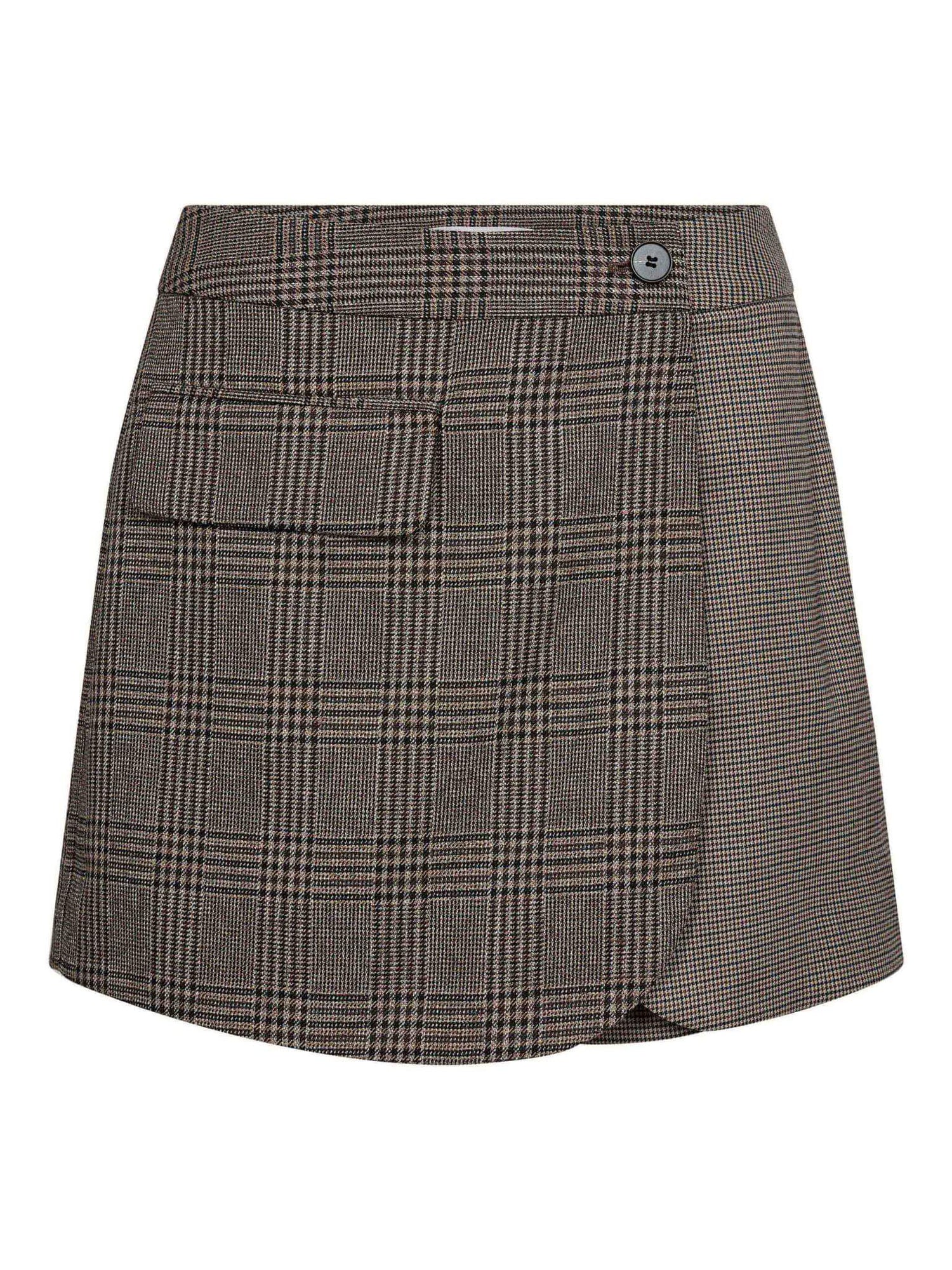 VeyaCC Check Wrap Skirt - Brown