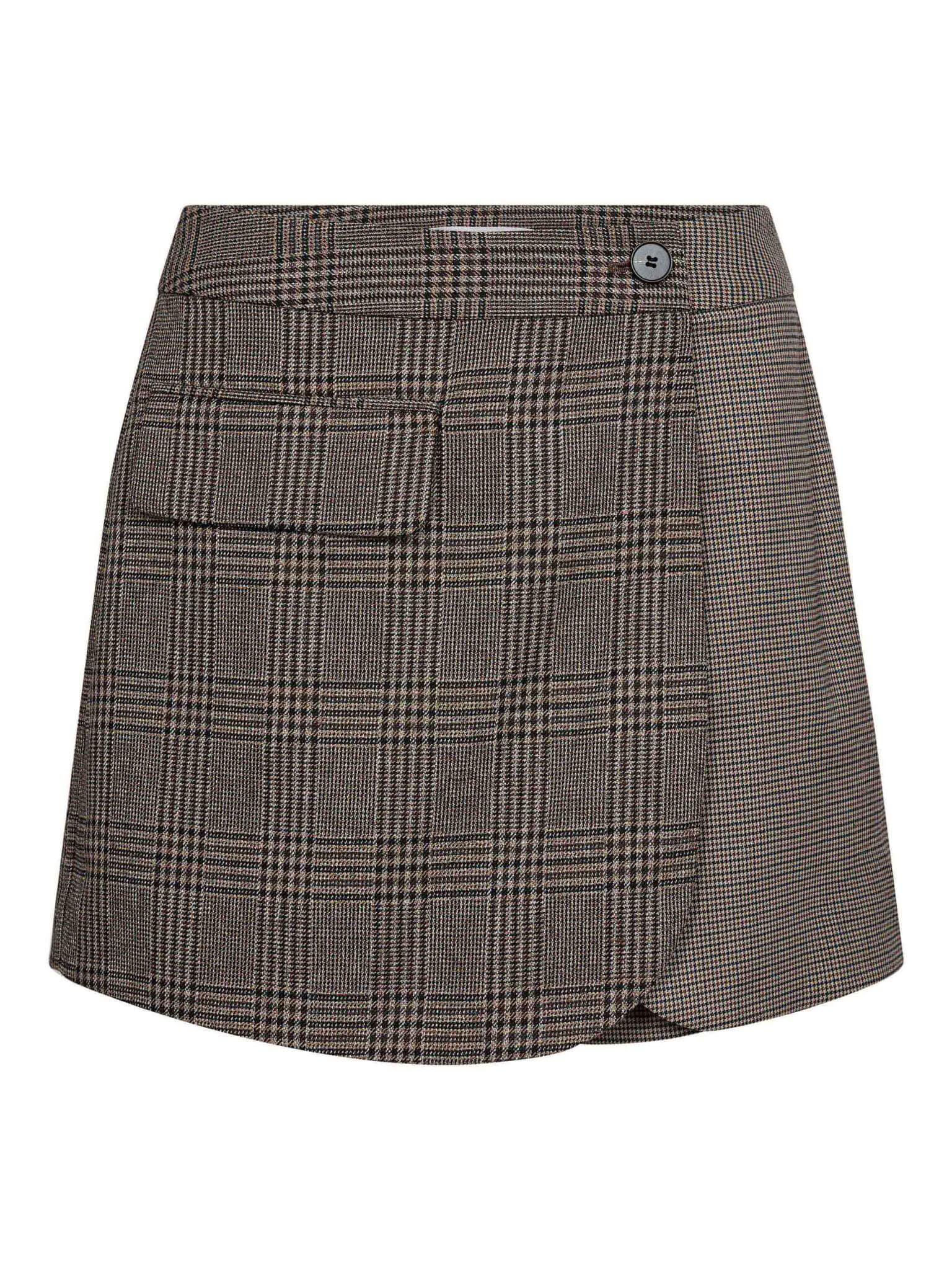 VeyaCC Check Wrap Skirt - Brown