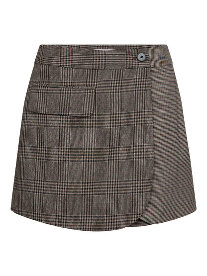 VeyaCC Check Wrap Skirt - Brown