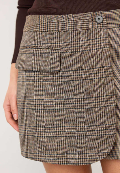 VeyaCC Check Wrap Skirt - Brown