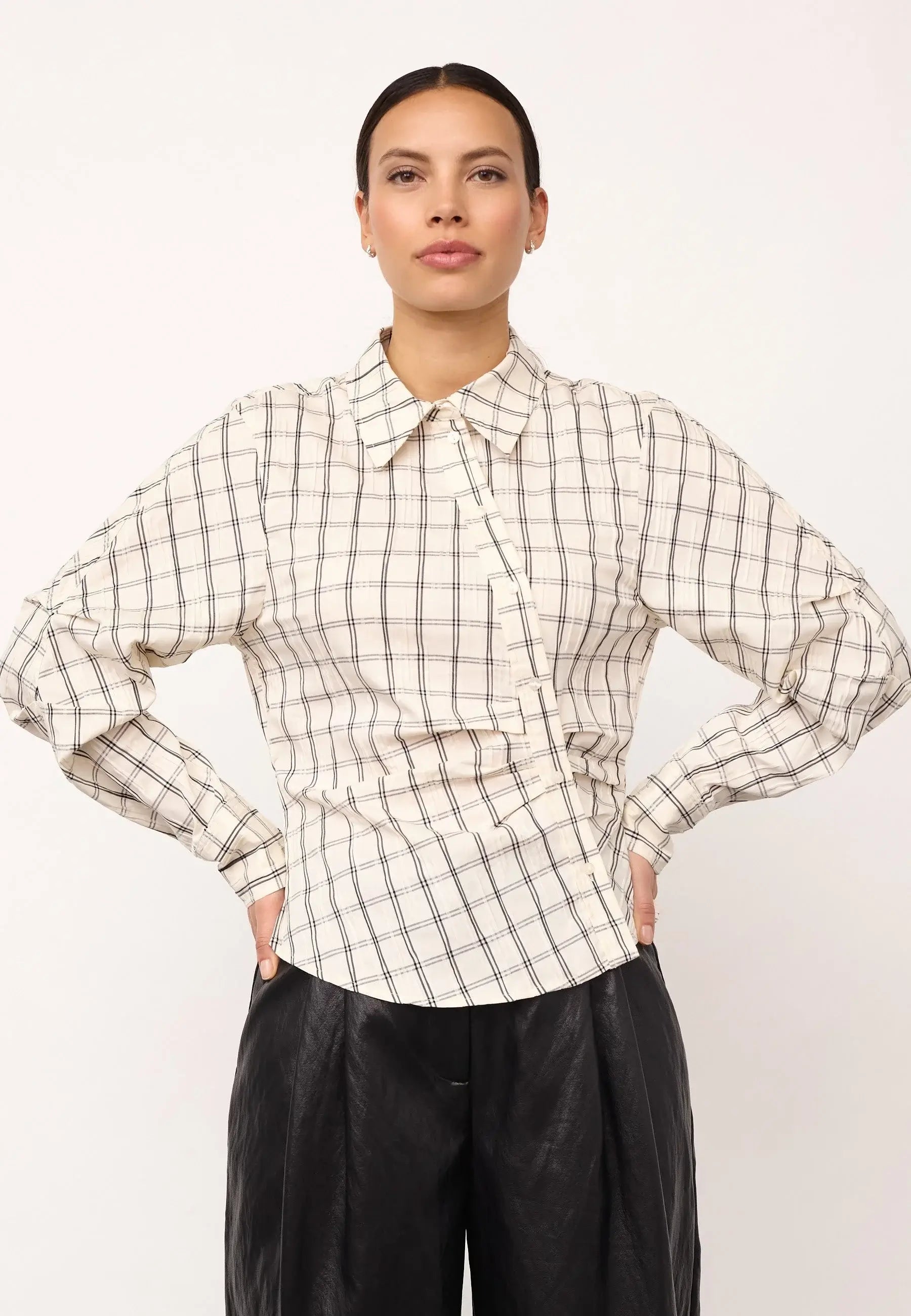 BisoCC Asym Check Shirt - Off White