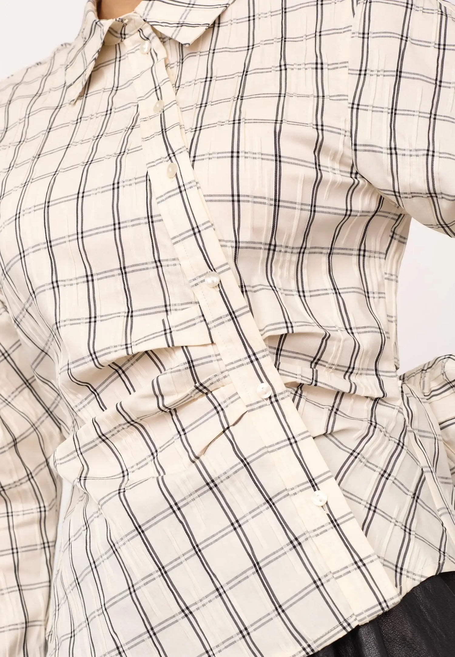 BisoCC Asym Check Shirt - Off White