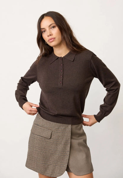 CoryCC Padded Polo Knit - Dark brown