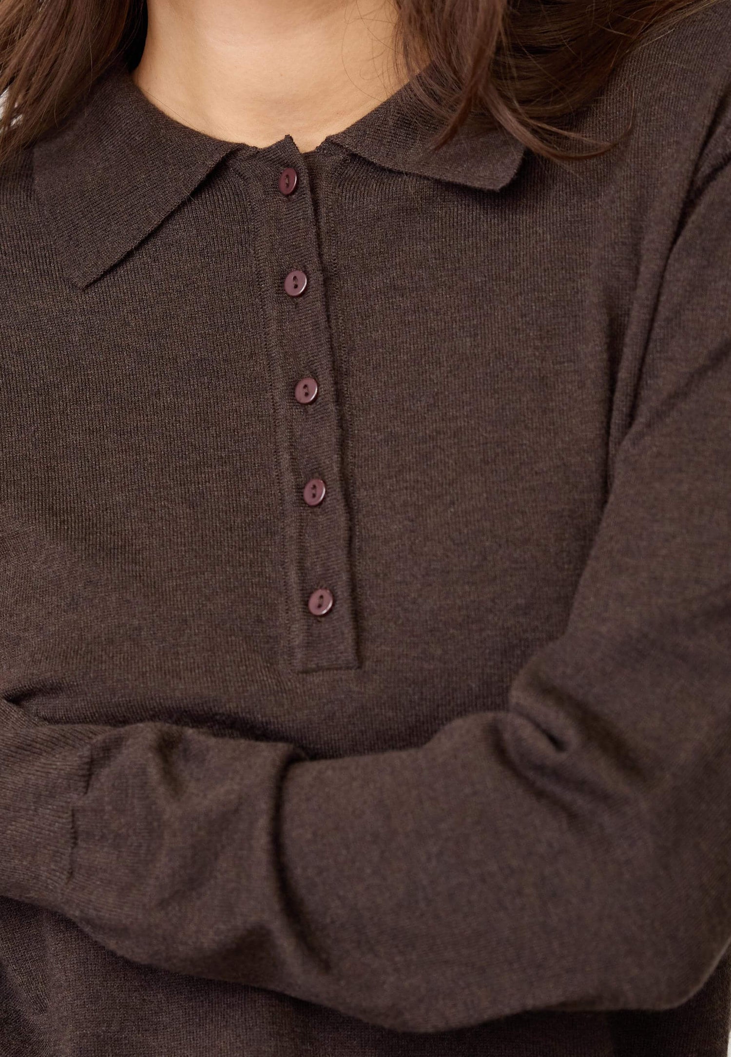 CoryCC Padded Polo Knit - Dark brown