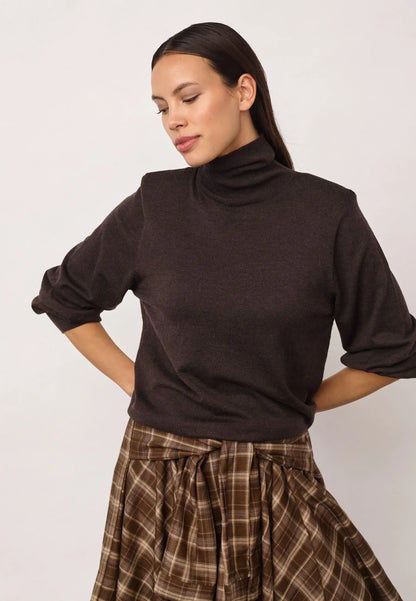 CoryCC Padded Roll-Neck Knit - Dark Brown