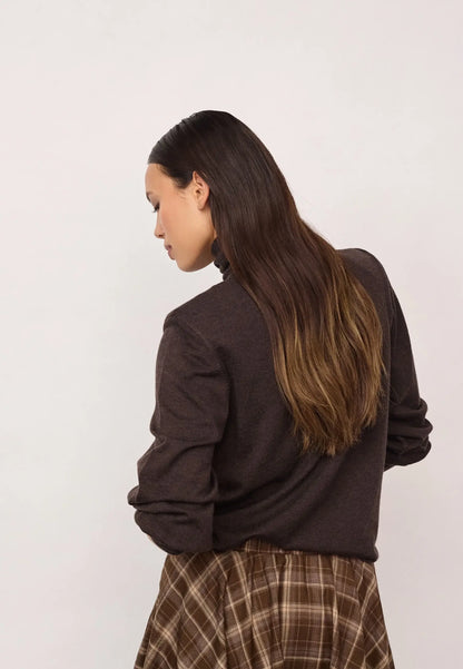 CoryCC Padded Roll-Neck Knit - Dark Brown